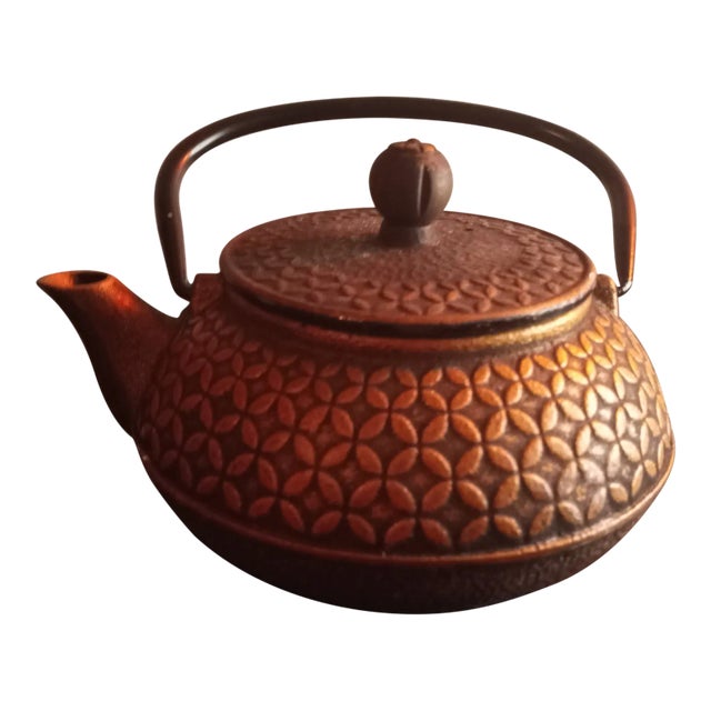 Vintage Tetsubin Japanese Cast Iron Strainer Tea Kettle For Sale