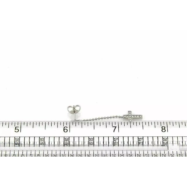 Silver Gucci Diamond 18k White Gold Drop Dangle Cross Earrings , 2 Pieces For Sale - Image 8 of 8