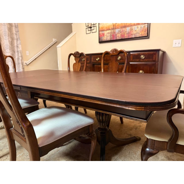American Drew Queen Anne Style Vintage Dining Set For Sale - Image 10 of 11