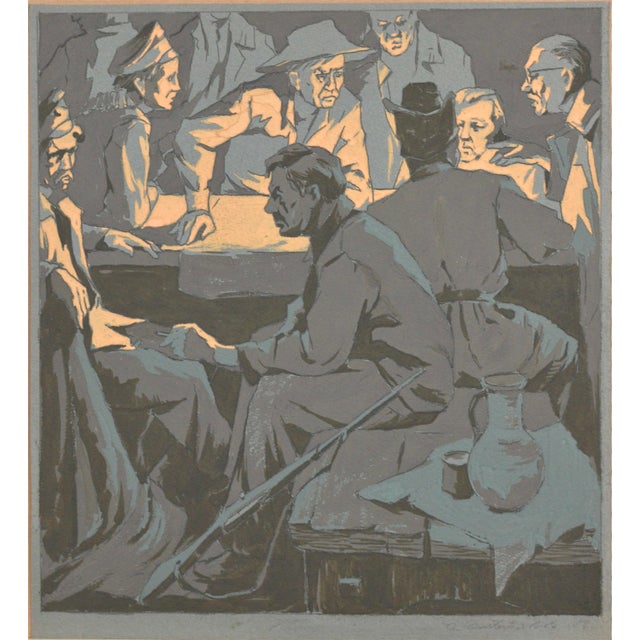Albert Goltjakov, Discussion, 1958, Mixed Media on Paper For Sale - Image 6 of 6