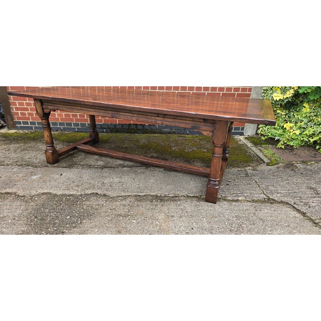 Oak Refectory Kitchen Farmhouse Dining Table, 1920s For Sale - Image 12 of 18