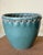 Boho Chic Dark Teal ‘Crazed’ Glazed Ceramic Planter For Sale - Image 3 of 6