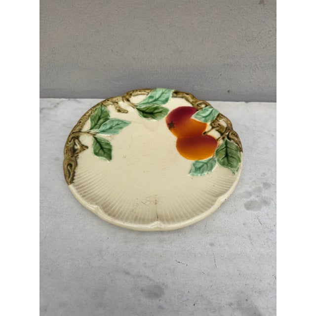 Small German Majolica Apples Plate Circa 1920.