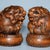 Traditional Pair of Carved Boxwood Guardian Lions – 3" Foo Dog Figures With Pedestals For Sale - Image 3 of 9