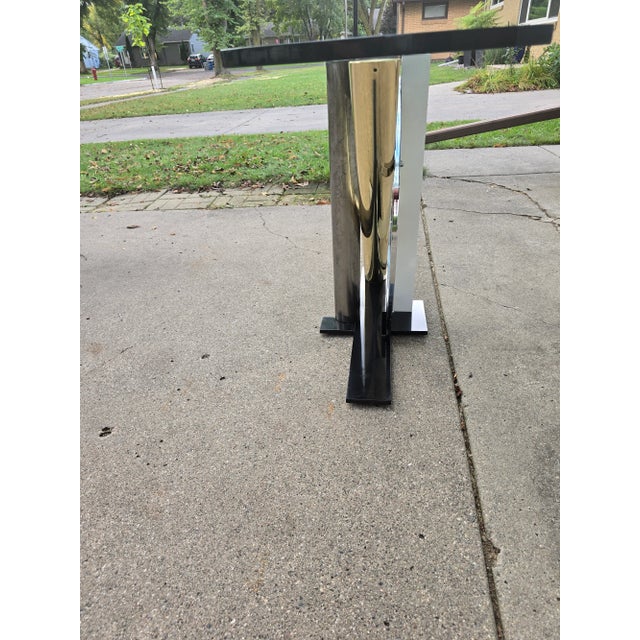 DIA - Design Institute America 1980s Postmodern Kaizo Oto for Design Institute of America Style Glass Top Console Table For Sale - Image 4 of 12