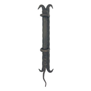 Hand Forged Wrought Iron Door Pull Handle Gold Patina Classical Architectural Hardware For Sale
