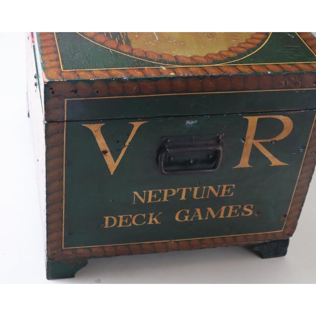 Metal Sailing Ship Neptune V. R. Deck Games Chest, 1890s For Sale - Image 7 of 16