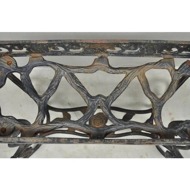 Metal Vintage French Art Nouveau Style Heavy Wrought Iron Garden Planter Plant Stand For Sale - Image 7 of 17