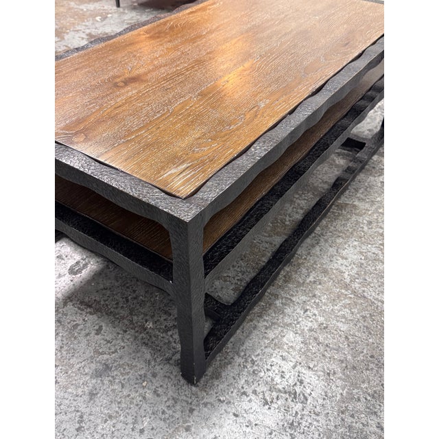 2010s Bassett Furniture Wood + Metal Tiered Coffee Table For Sale - Image 5 of 12