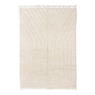 Radiating Line Hand-Knotted Moroccan Wool Rug | 9'4" X 6'6" | One of a Kind For Sale
