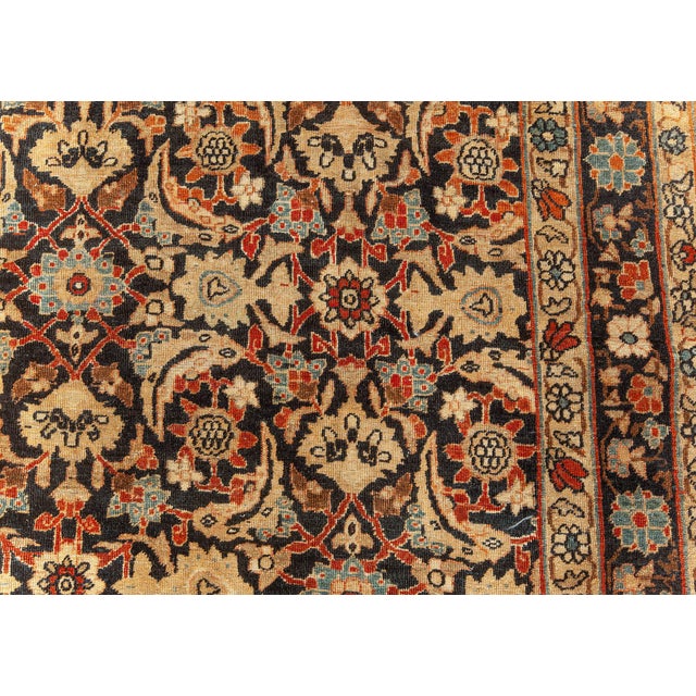 Black Fine Antique Kirman Rug in Black, Red and Yellow For Sale - Image 8 of 9