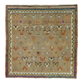 Turkish Mini Rug Oriental Hand Knotted Vintage Rug 2'5" x 2'5" #16231 For Sale
