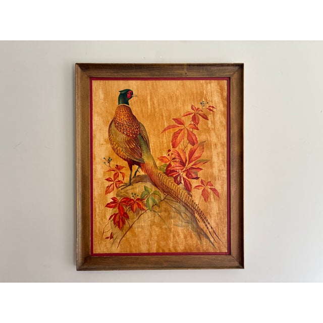 Vintage large framed reproduction of Roger Tory Peterson's iconic Ring Neck Pheasant illustration, originally sold by Art...