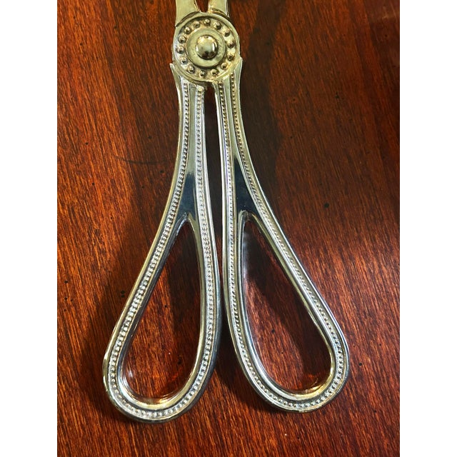 1970s Vintage Towle “Beaded Antique” Silver Plate Salad or Asparagus Tongs For Sale - Image 5 of 7