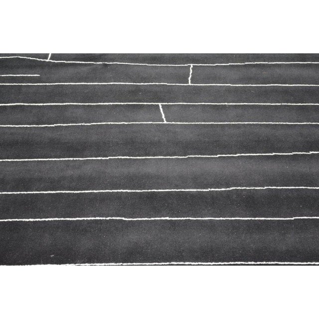 Moroccan Azilal Black/White Hand Knotted Wool Rug, 10'2x14 For Sale - Image 4 of 6