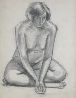 Clyde Follett Seavey Seated Nude Graphite Drawing, Circa Late 1920s