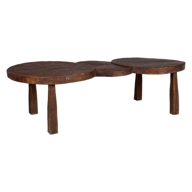 Three Circle Design Elm Coffee Table For Sale - Image 4 of 7