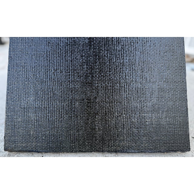 Wood Large Postmodern Grasscloth Covered Console Table From 80's For Sale - Image 7 of 8