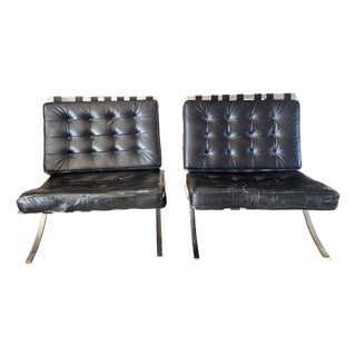 Rare Pair 1960s Industria Agentina Chrome Plated Steel Barcelona Chairs For Sale
