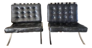 Rare Pair 1960s Industria Agentina Chrome Plated Steel Barcelona Chairs