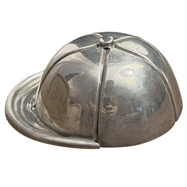 Vintage English Silverplate Jockey Helmet Bottle Opener For Sale - Image 4 of 10