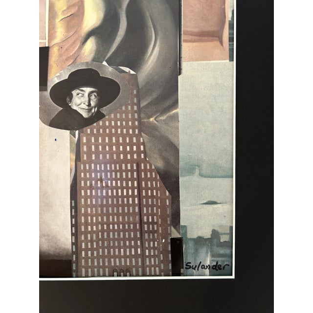Contemporary Collage of the work and life of Georgia O’Keeffe on Paper by Erik Sulander. Signed and unframed (matter board...