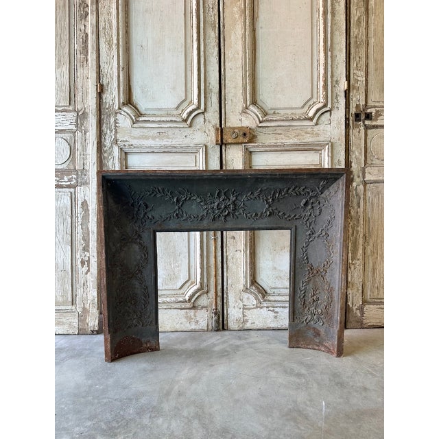 Louis XVI Cast Iron Fireplace Interior, 1880s For Sale - Image 6 of 6