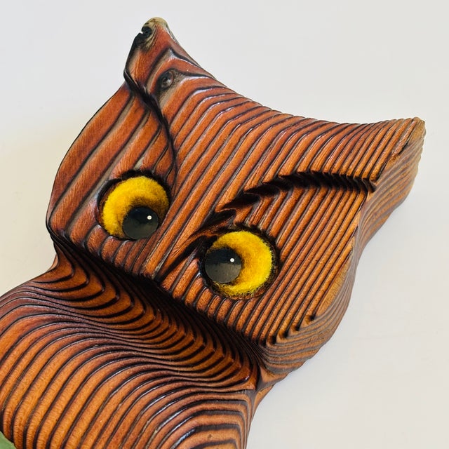 Mid 20th Century MCM Wood Owl Wall Hanging For Sale - Image 5 of 8