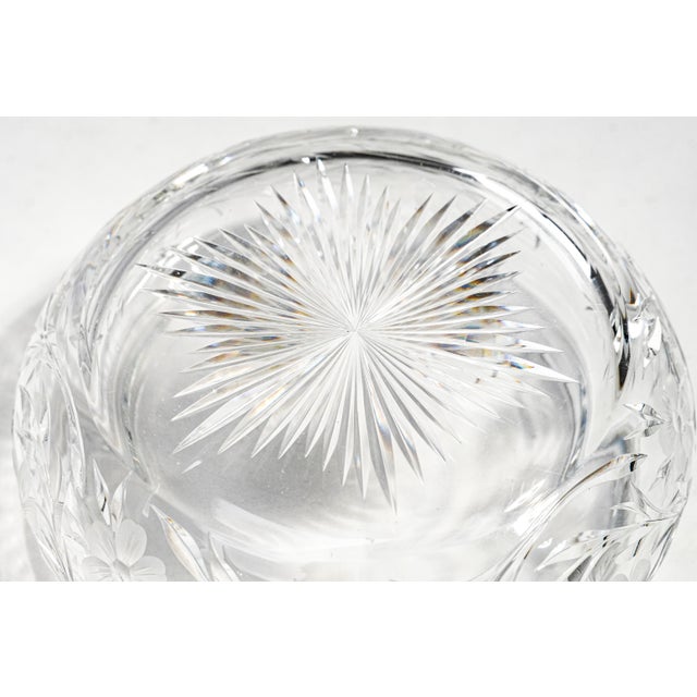 Stunning Large Antique Crystal Powder Jar Sterling Silver Lid Floral Cut Glass Edwardian Vanity Box For Sale - Image 15 of 16