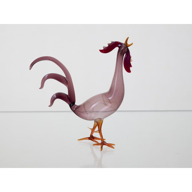 This blown-glass cock figurine was designed by Jaroslav Brychta in Czechoslovakia around the 1930s. Brychta was a leading...