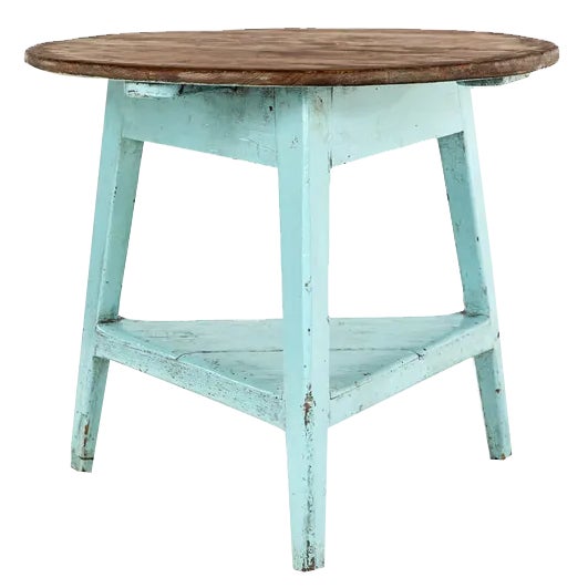 Large Welsh Cricket Table in Blue Paint For Sale