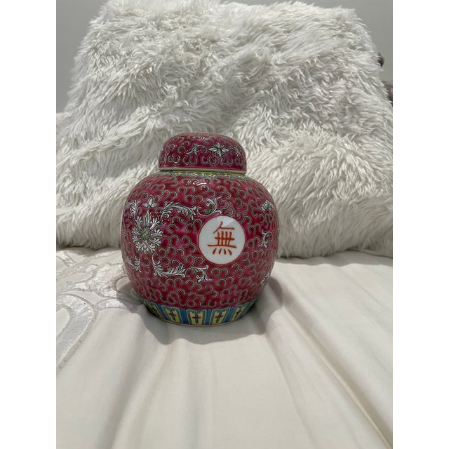Ceramic Vintage Red Famille Rose Chinese Tea Set For Sale - Image 7 of 14