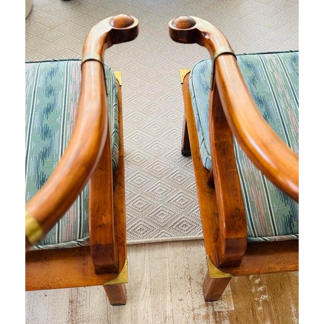 Brown Mid 20th Century Pair of James Mont Style Ming Chairs- Asian Inspired Wooden Chairs For Sale - Image 8 of 12