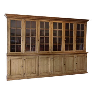 Mid 19th Century Massive Architectural Dutch Pine Merchant 6 Door Cabinet With Closed Storage For Sale