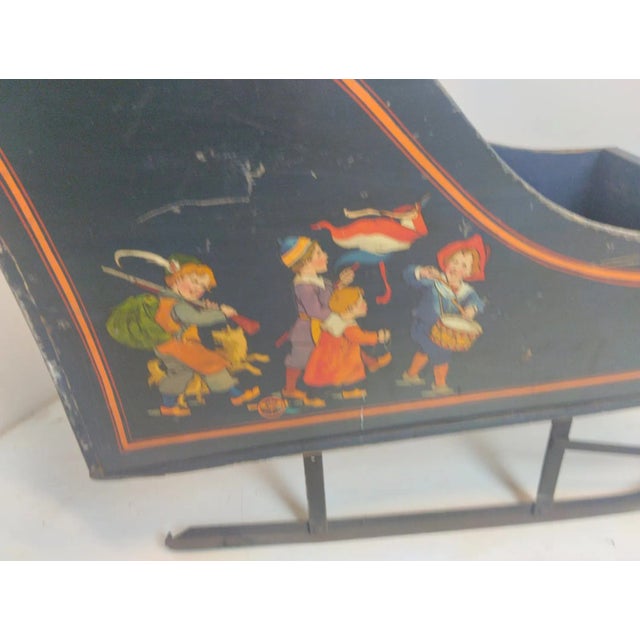 Wood Vintage Black Wood Sled For Sale - Image 7 of 10