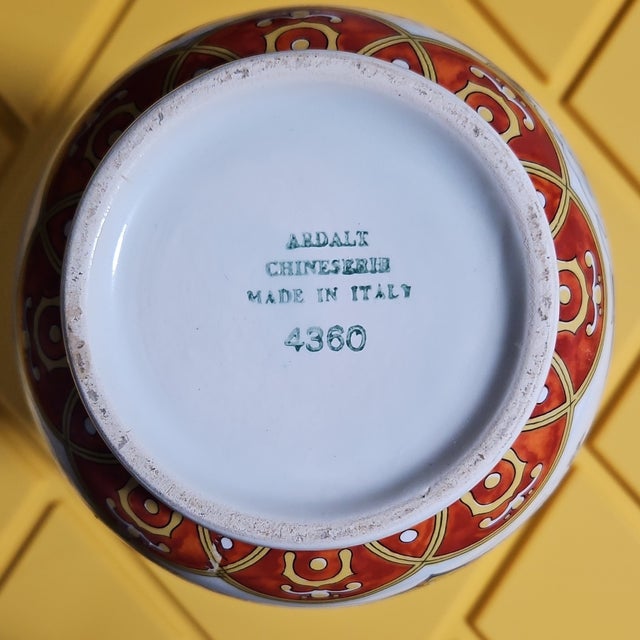 Mid-Century Modern Vintage MCM Italian Hand Painted Floral Motif Porcelain Vase Made in Italy For Sale - Image 3 of 4
