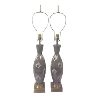Marbro Gray and Pink Ceramic Lamps-A Pair For Sale