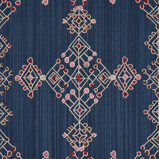 Traditional Sample - Schumacher Kalindi Embroidery Fabric in Indigo For Sale - Image 3 of 5