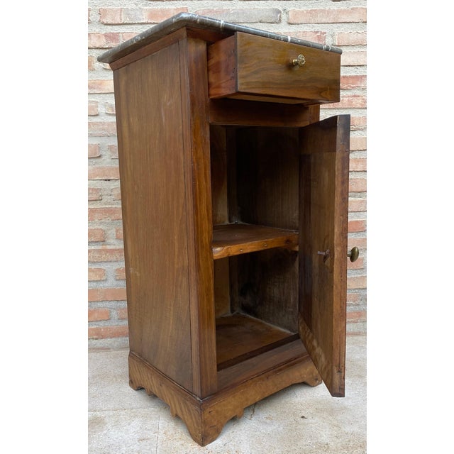 20th Century Biedermeier Nightstand with Marble Top & One-Drawer & Door, 1900s For Sale - Image 14 of 18