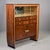 Burnt Umber Italian Art Deco Cabinet With Glass Doors and Six Drawers For Sale - Image 8 of 12