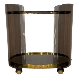Italian Space Age Serving Trolley in Acrylic and Brass, 1968 For Sale