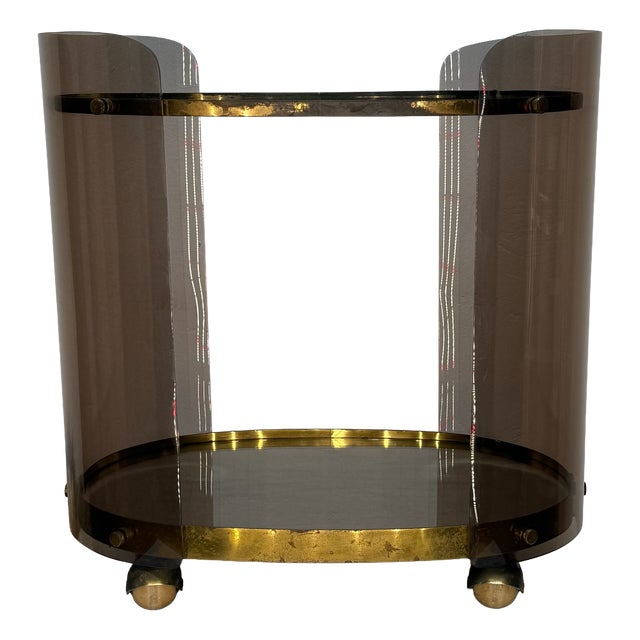 Italian Space Age Serving Trolley in Acrylic and Brass, 1968 For Sale