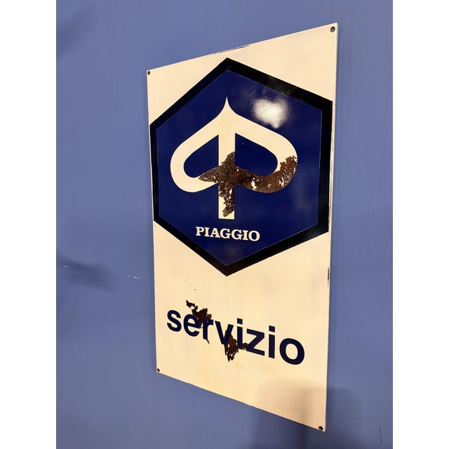 Vintage Piaggio Sign in Metal, 1980s, in Very Good conditions. Designed 1980 to 1989
