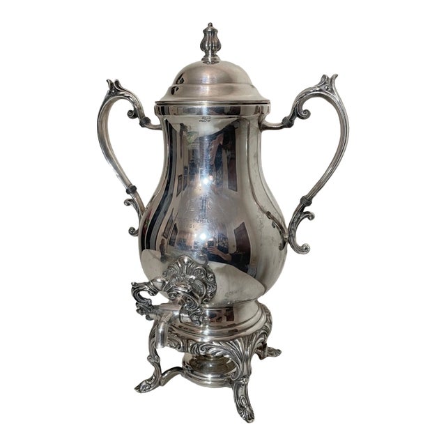 Rare Large Vintage 1961 Silverplate Golf Country Club Member Samovar Tea Trophy For Sale