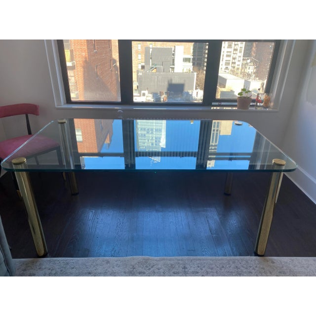 Metal 1970s Pace Collection Mid-Century Modern Glass and Brass Dining Table For Sale - Image 7 of 7