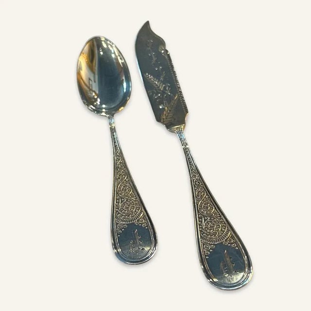 Late 19th Century Late 19th Century Sterling Silver Dessert Spoons & Butter Knife- 8 Pieces For Sale - Image 5 of 7