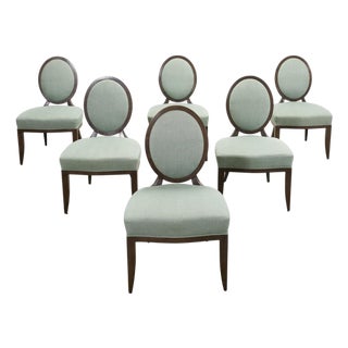 Set of Six Barbara Barry for Baker Oval X-Back Dining Chairs For Sale