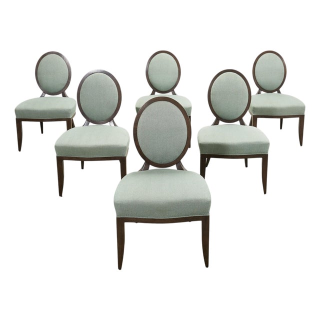 Set of Six Barbara Barry for Baker Oval X-Back Dining Chairs For Sale