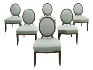 Set of Six Barbara Barry for Baker Oval X-Back Dining Chairs