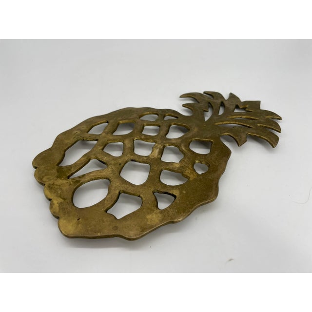 Mid 20th Century Mid 20th Century Brass Pineapple Trivet For Sale - Image 5 of 6